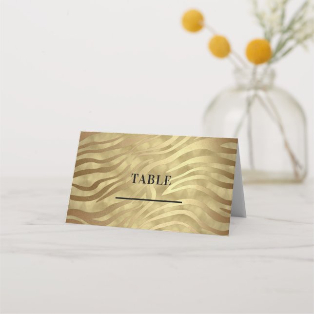 Gold Luxury Luxurious Zebra Jungle Safari Glam Place Card (Front)
