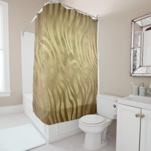 Gold Luxury Luxurious Zebra Jungle Safari Glam Shower Curtain