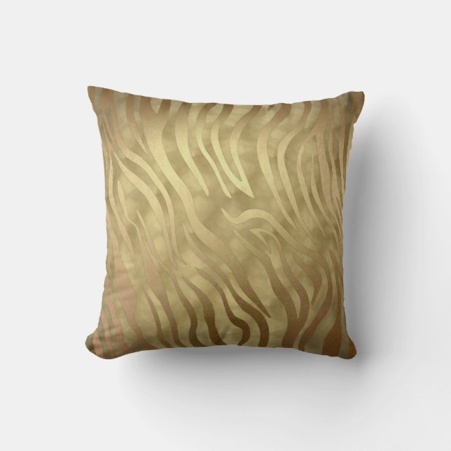 Gold Luxury Luxurious Zebra Jungle Safari Glam Throw Pillow (Front)