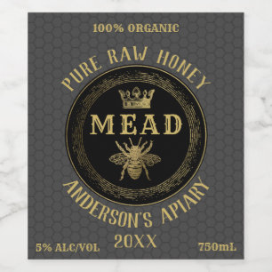 Gold luxury Mead queen bee honeycomb honey wine Wine Label