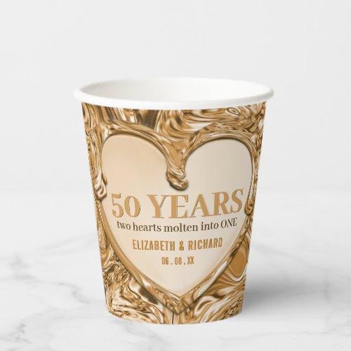 Gold Luxury Metal Heart Wedding Anniversary Paper Cups