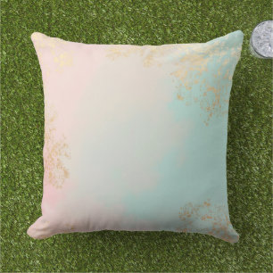 Gold Luxury Modern Blush Pink Soft Mint Collection Outdoor Pillow