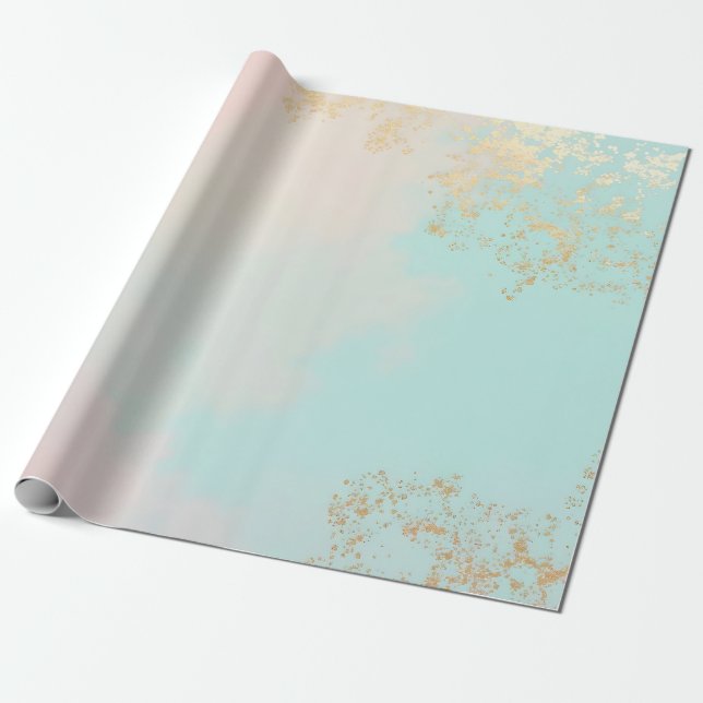 Gold Luxury Modern Blush Pink Soft Mint Collection Wrapping Paper (Unrolled)