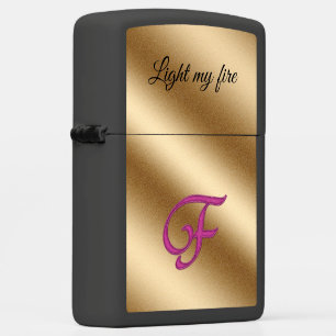 Gold Luxury Monogram F Zippo Lighter