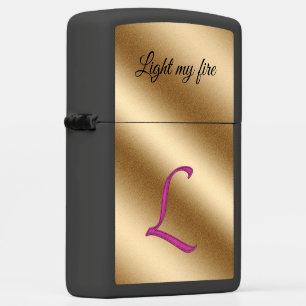 Gold Luxury Monogram L Zippo Lighter