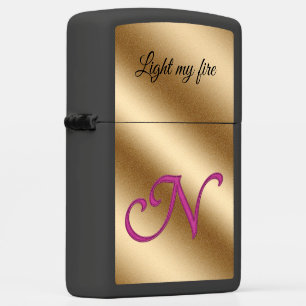 Gold Luxury Monogram N Zippo Lighter