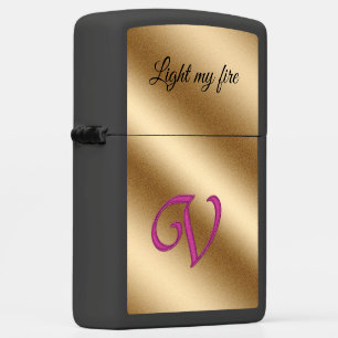 Gold Luxury Monogram V Zippo Lighter