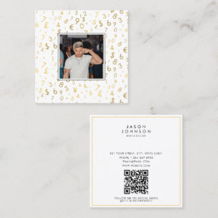 Gold Luxury Number & Currency Influencer Photo Square Business Card