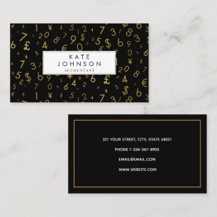 Gold Luxury Number & Currency Symbols Accountant Business Card