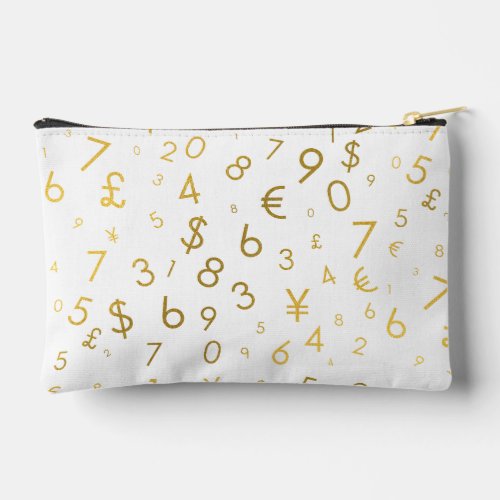 Gold Luxury Numbers  Currency Symbols Pattern Accessory Pouch