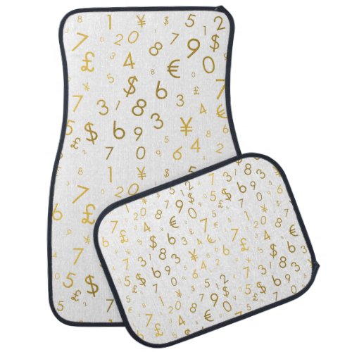Gold Luxury Numbers  Currency Symbols Pattern Car Floor Mat