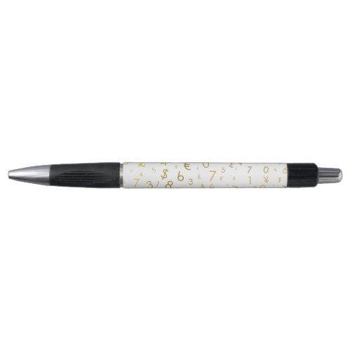 Gold Luxury Numbers  Currency Symbols Pattern Pen