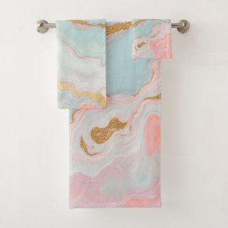 Gold Luxury Popular Blush Pink Mint Collection Bath Towel Set
