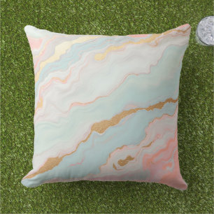 Gold Luxury Popular Blush Pink Mint Collection Outdoor Pillow