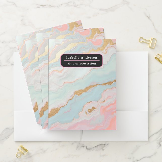 Gold Luxury Popular Blush Pink Mint Collection Pocket Folder (In Situ)