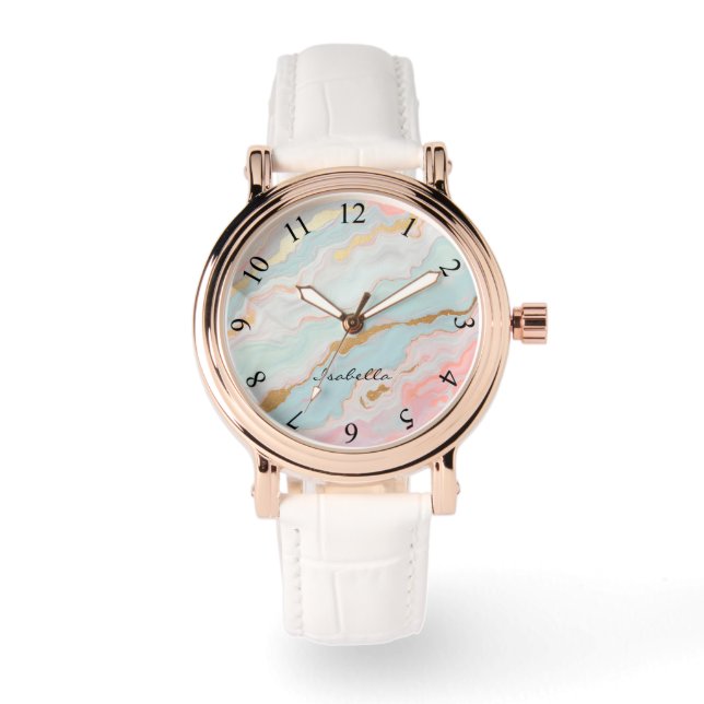 Gold Luxury Popular Blush Pink Mint Collection Watch (Front)