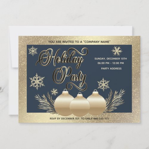 Gold luxury  snowflakes corporate Christmas party  Invitation