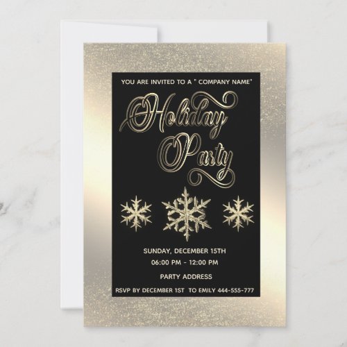 Gold luxury  snowflakes corporate Christmas party  Invitation