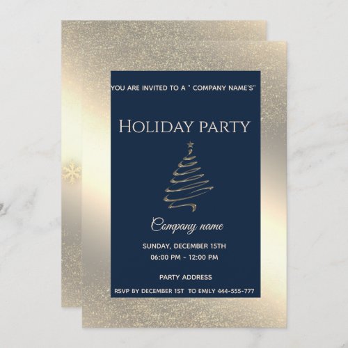 Gold luxury  snowflakes corporate Christmas party Invitation