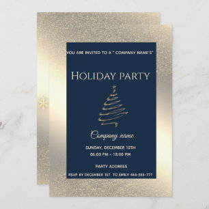 Gold luxury snowflakes corporate Christmas party Invitation
