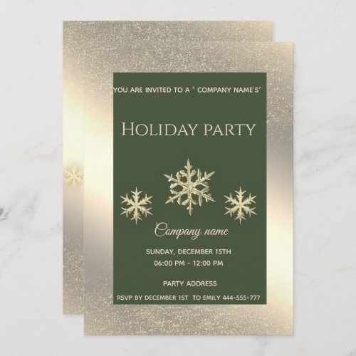 Gold luxury  snowflakes corporate Christmas party  Invitation