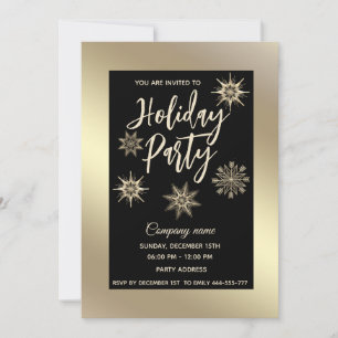 Gold luxury snowflakes corporate Christmas party Invitation