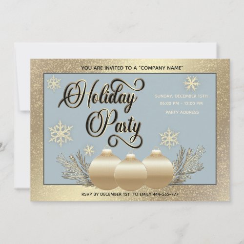 Gold luxury  snowflakes corporate Christmas party  Invitation