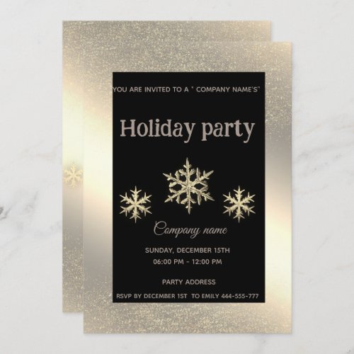 Gold luxury  snowflakes corporate Christmas party  Invitation