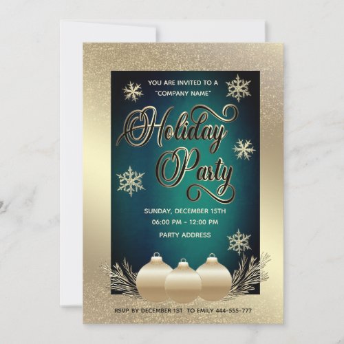 Gold luxury  snowflakes corporate Christmas party  Invitation