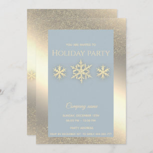 Gold luxury snowflakes corporate Christmas party Invitation