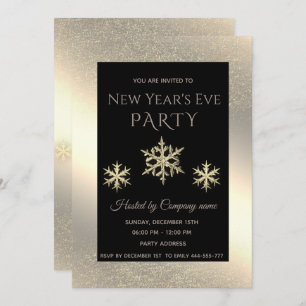Gold luxury snowflakes New Year's eve party Invitation