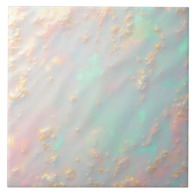 Gold Luxury Trendy Blush Pink Soft Mint Collection Ceramic Tile (Front)