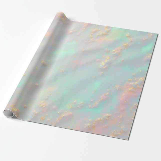 Gold Luxury Trendy Blush Pink Soft Mint Collection Wrapping Paper (Unrolled)