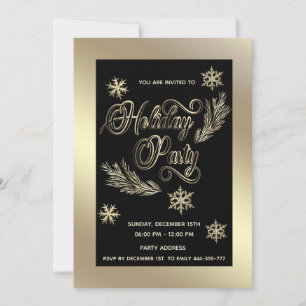 Gold luxury typography corporate Holiday party Invitation