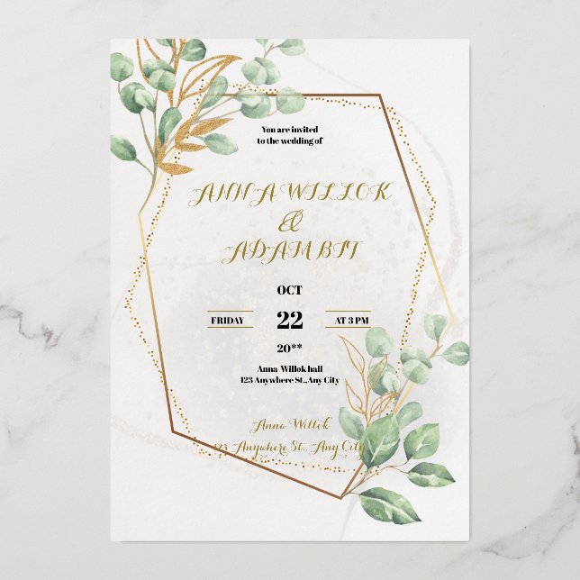 Gold Luxury Wedding Invitation Foil Invitation (Front)