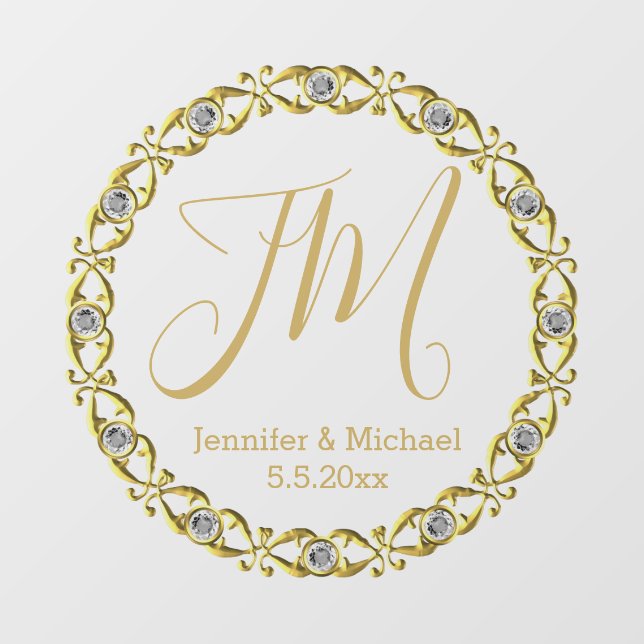 gold luxury wedding personalized monogram  floor decals (Front)