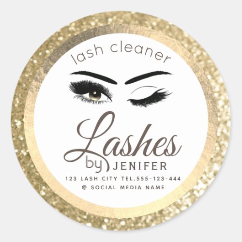 Gold luxury wink lash extension lash cleaner class classic round sticker