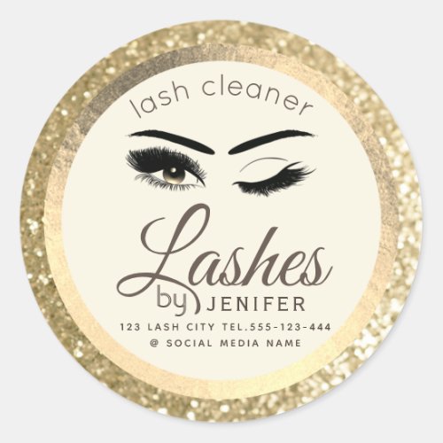 Gold luxury wink lash extension lash cleaner  classic round sticker