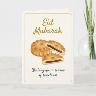 Gold Maamoul Pastry & Dates Sweet Eid Mubarak Card