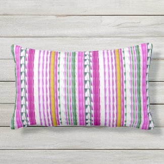 Gold, Magenta, Teal Stripe Lumbar Pillow 13" x 21"