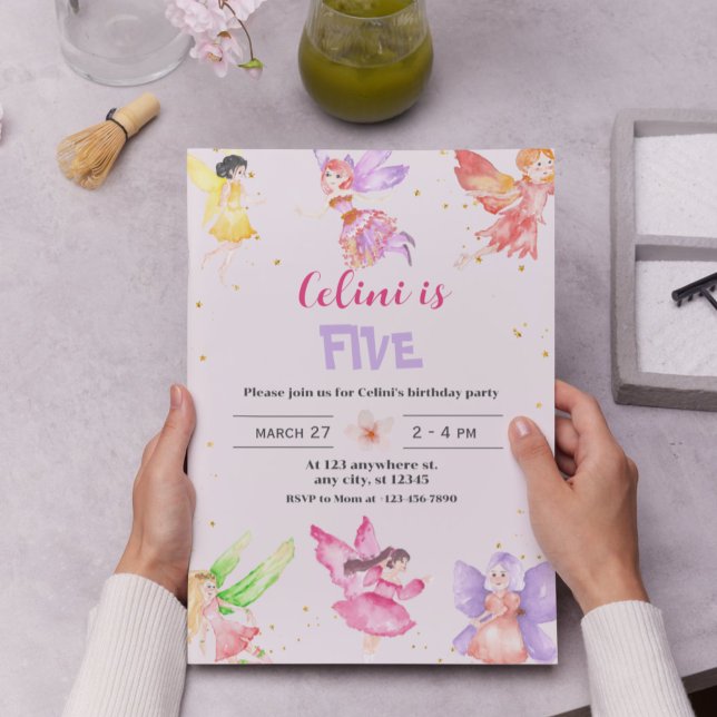 Gold Magical Fairy Birthday Invitation – Spar (Gold Magical Fairy Birthday Invitation)