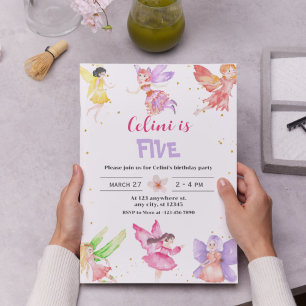 Gold Magical Fairy Birthday Invitation – Sparkling
