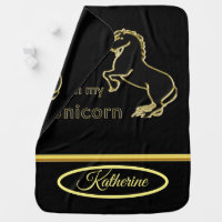 Gold magical fairytale unicorn baby blanket