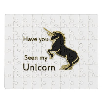 Gold magical fairytale unicorn jigsaw puzzle