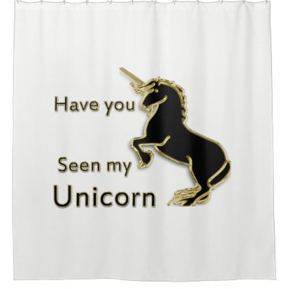 Gold magical fairytale unicorn shower curtain