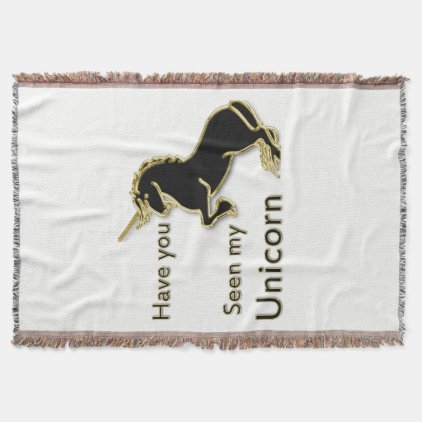 Gold magical fairytale unicorn throw blanket