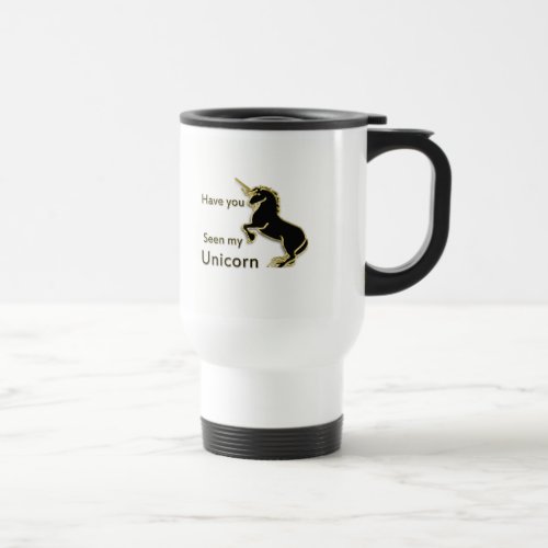 Gold magical fairytale unicorn travel mug