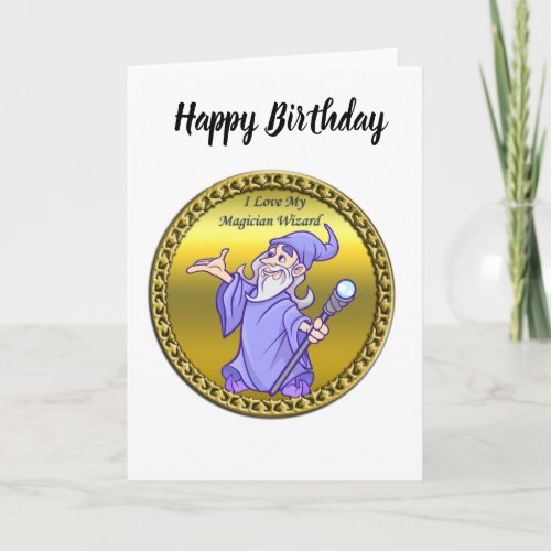 Gold Magical magician sorceress purple wizard Card