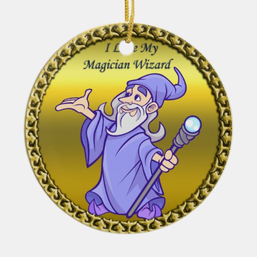 Gold Magical magician sorceress purple wizard Ceramic Ornament