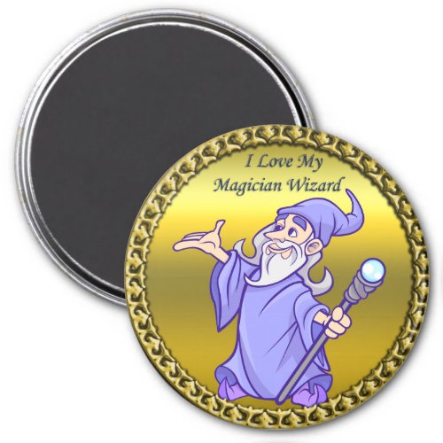 Gold Magical magician sorceress purple wizard Magnet